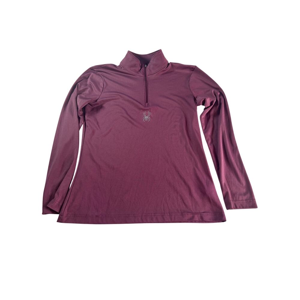Spyder Womens L Purple Half Zip Pullover Rhinestone Logo Activewear Top